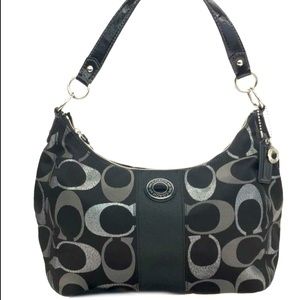 Coach Monogram Signature Metallic Stripe Satchel vintage